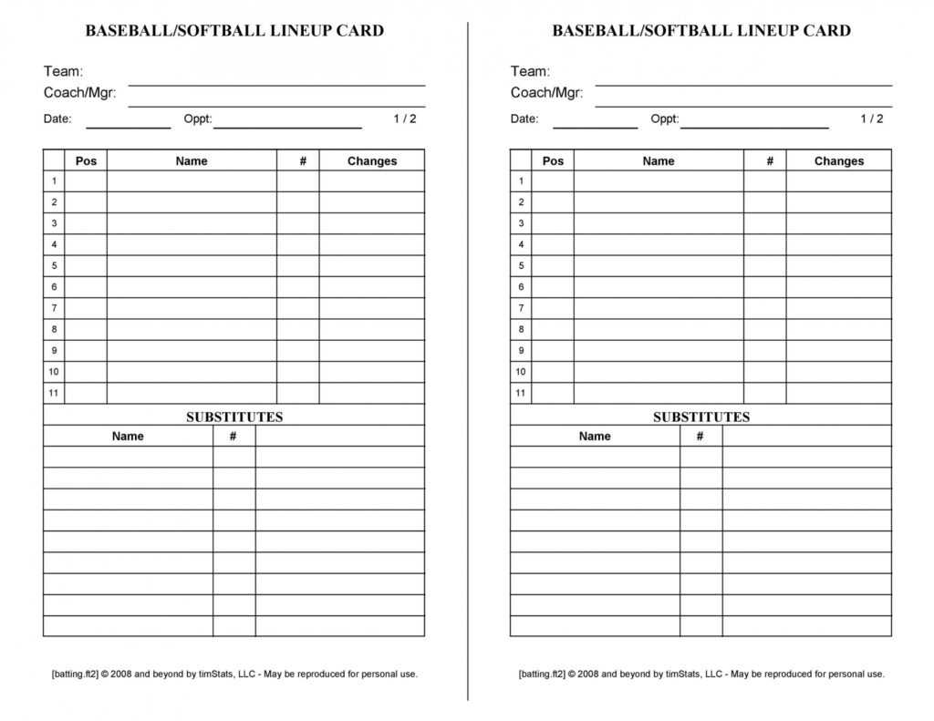 33 Printable Baseball Lineup Templates [Free Download] ᐅ With Softball