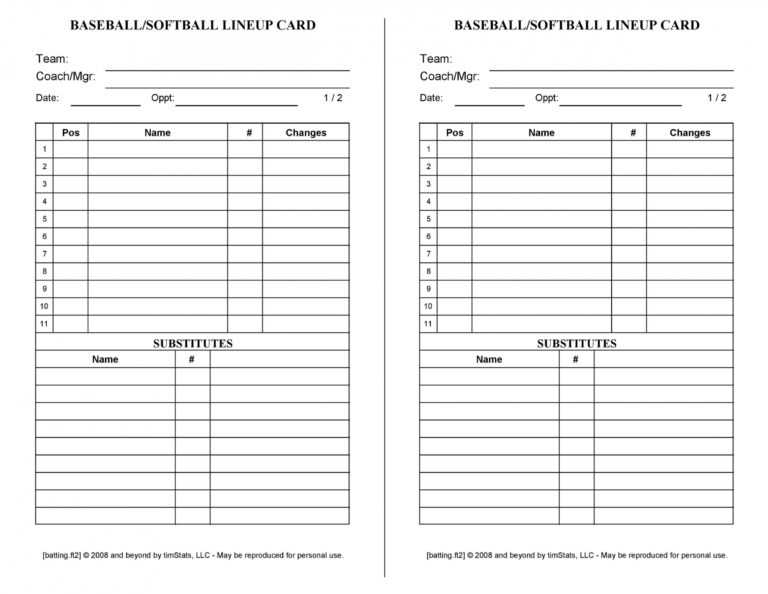 33 Printable Baseball Lineup Templates [Free Download] ᐅ With Softball