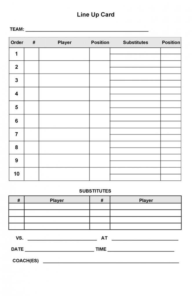 Printable Baseball Lineup Pdf
