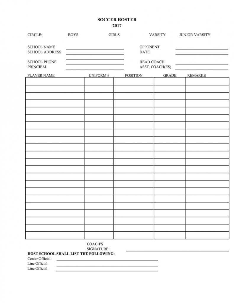 49 Printable Soccer Roster Templates (Soccer Lineup Sheets) ᐅ ...