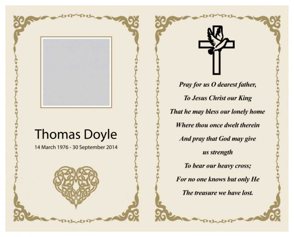 7 Best Printable Memorial Card Templates - Printablee intended for Remembrance Cards Template Free