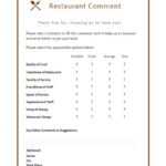 9 Restaurant Comment Card Templates – Free Sample Templates Intended For Restaurant Comment Card Template