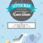 Baby Boy Baby Shower Animal Pushpull Stock Vector (Royalty Inside Push Card Template