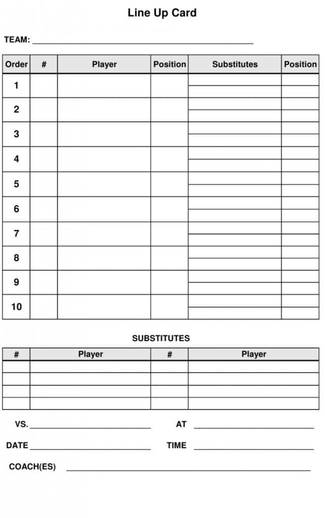 Baseball Line Up Card Template Download Printable Pdf With Regard To ...