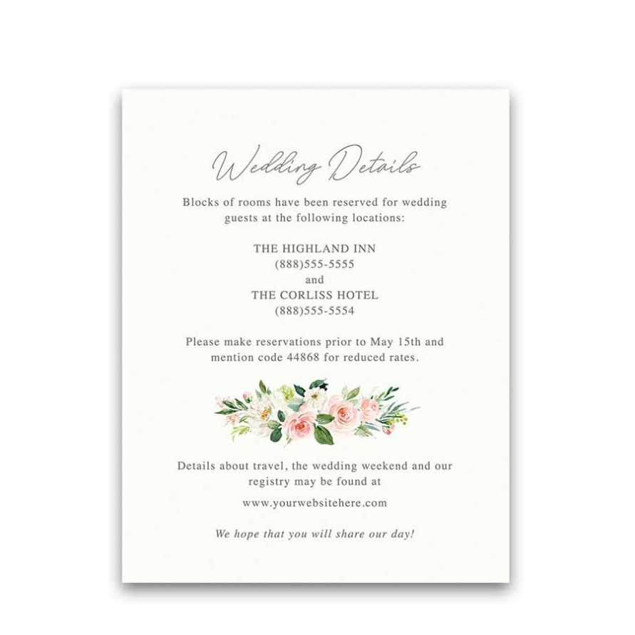 Wedding Hotel Information Card Template – Creative Inspirational ...