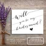 Bridesmaid Card Printable "Will You Be My Bridesmaid" Asking Regarding Will You Be My Bridesmaid Card Template
