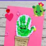 Cactus Handprint Valentines Day Craft And Free Template "Hug Regarding Recollections Card Template