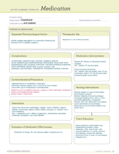 Clopidogrel Ati Med Template Studocu for Pharmacology Drug Card Clopidogrel Ati Med Template Studocu for Pharmacology Drug Card
