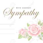 Condolences Sympathy Card Floral Cream Pink Rose Bouquet With.. With Sympathy Card Template
