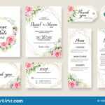 Floral Wedding Invitation Card, Save The Date, Thank You With Table Reservation Card Template