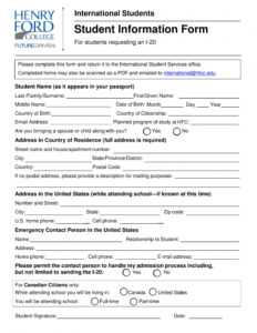Free 14+ Student Information Forms In Ms Word | Pdf within Student Information Card Template