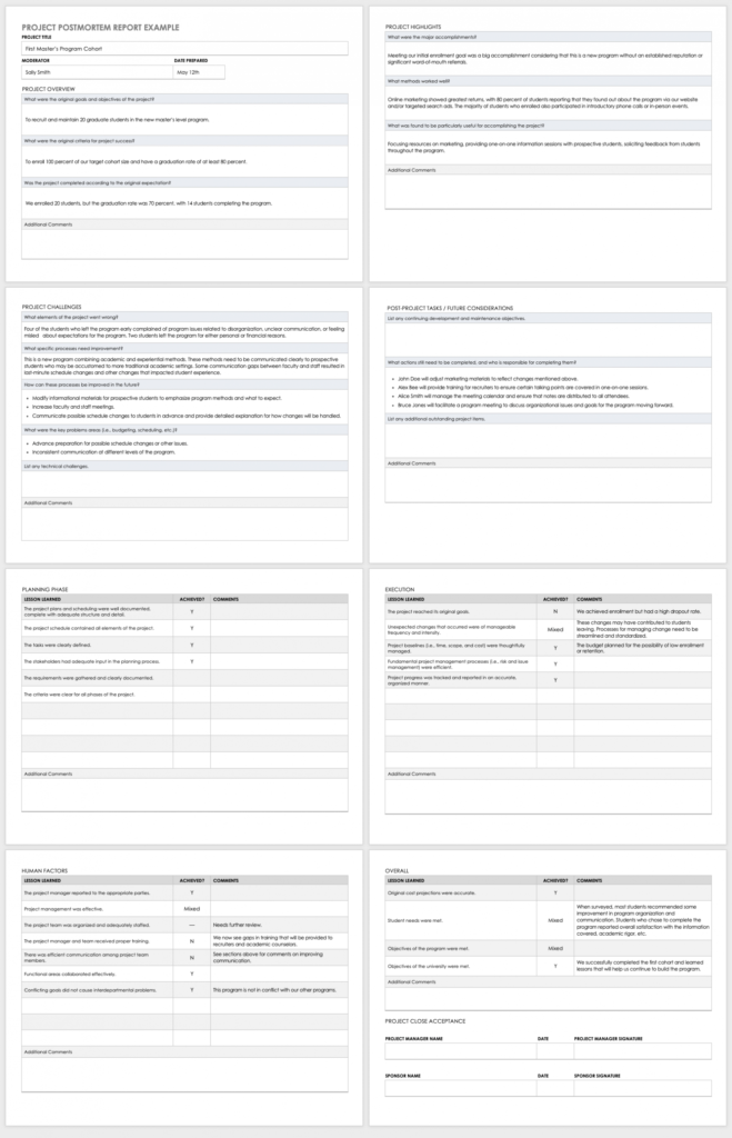 Free Project Post-Mortem Templates | Smartsheet intended for Post ...