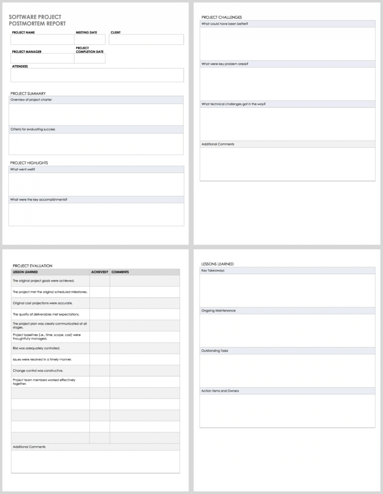 Free Project Post Mortem Templates | Smartsheet With Post Mortem ...