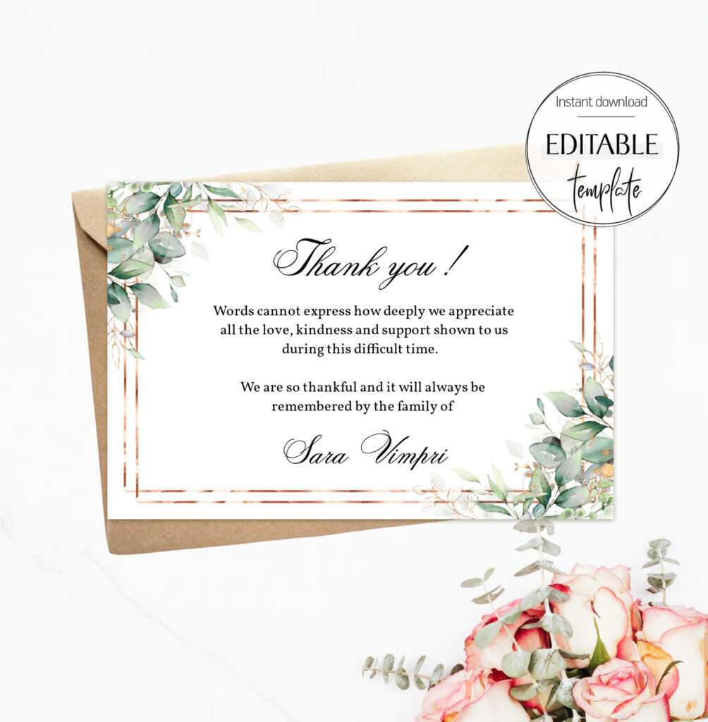 Funeral Thank You With Photo, Funeral Thank You Card, Printable ...