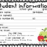 Get Organized With Our Clasroom Forms Kit And Cute Printable For Student Information Card Template