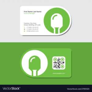 Green Business Card With Electric Lamp And Qr Code With Qr throughout Qr Code Business Card Template
