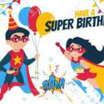 Have A Super Birthday Greeting Card Design Vector Illustration Throughout Superhero Birthday Card Template