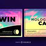 Hologram Scratch Off Card Template – Vector Download With Regard To Scratch Off Card Templates