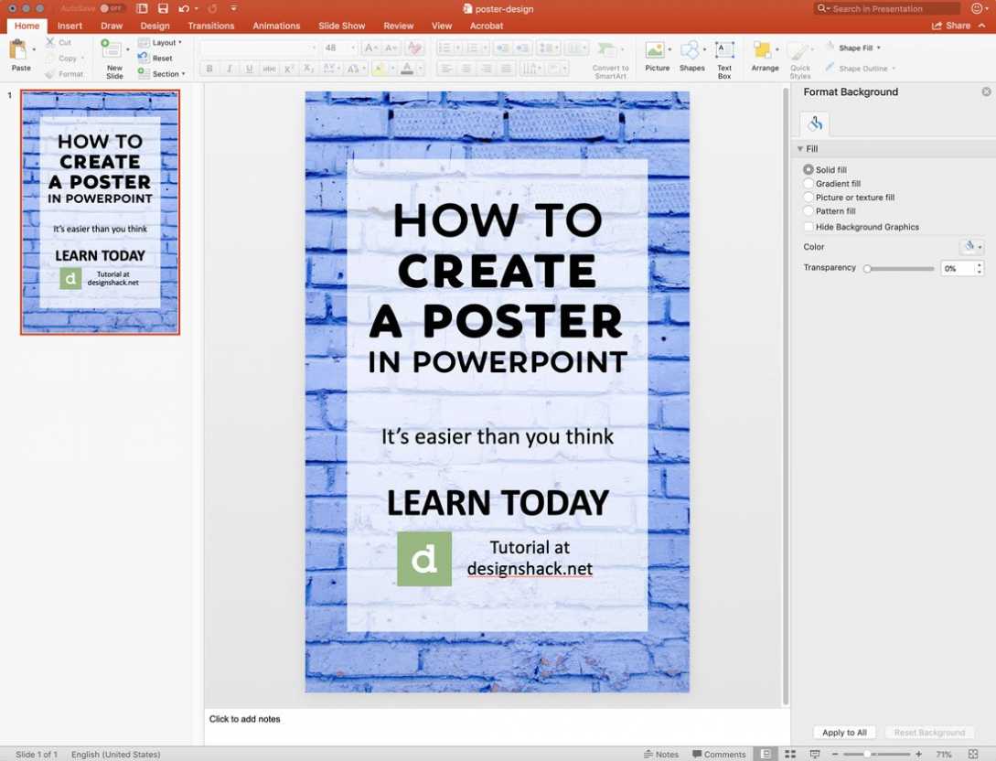 poster presentation size in powerpoint