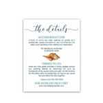 Insert Cards For Hotel Accommodations At Wedding With A Seashell Intended For Wedding Hotel Information Card Template