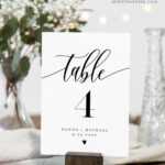 Modern Calligraphy Table Number Card Template, Minimalist within Table Number Cards Template