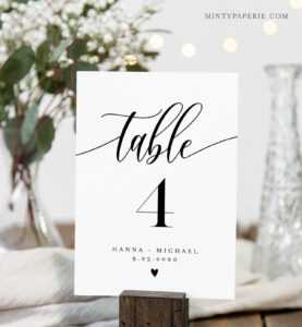 Modern Calligraphy Table Number Card Template, Minimalist within Table Number Cards Template