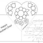 Mothers Day Card With Heart Pop Up Template – Coloring Page With Pop Out Heart Card Template