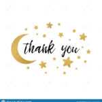 Phrase Thank You Decorated Gold Stars And Golden Moon For Regarding Thank You Card Template For Baby Shower