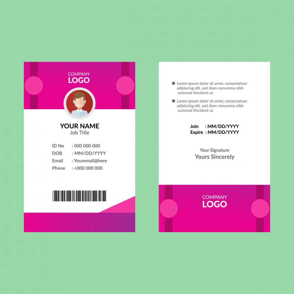 Pink Id Card Template 25 – Download Free Vectors, Clipart with regard ...