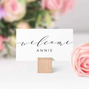 Place Cards Printable Template, Flat And Folded Welcome with Table Name Card Template