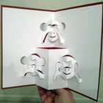 Pop Up Papercraft Three Monkeys Pop Up Card Template From Intended For Popup Card Template Free