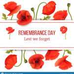 Poppy Red Flowers Card Template With Copy Space On Stripe Regarding Remembrance Cards Template Free