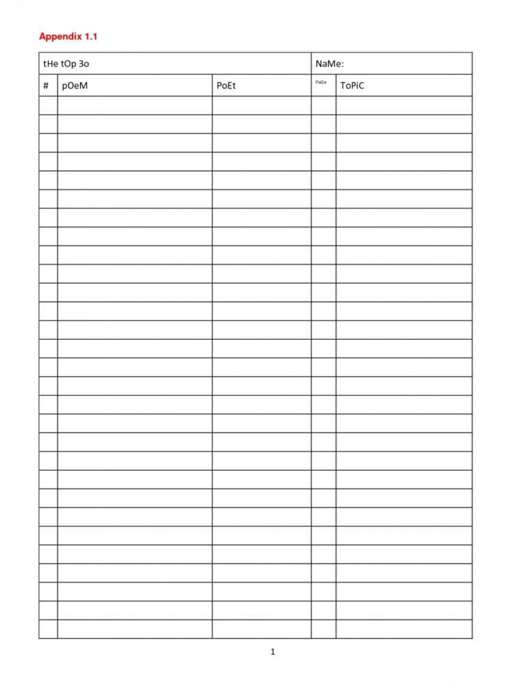 Printable 3 Column Chart With Lines | Template Business Psd throughout ...