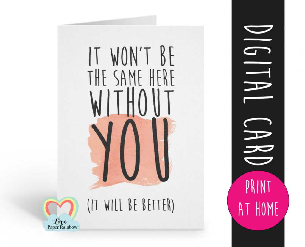 Printable Leaving Card, Sorry You'Re Leaving Card, Goodbye intended for Sorry You Re Leaving Card Template