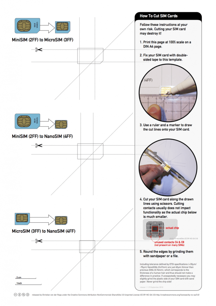 Printable Nano-Sim And Micro-Sim Cutting Guide [Download in Sim Card Cutter Template