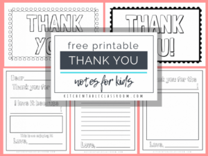 Printable Thank You Cards For Kids - The Kitchen Table Classroom throughout Thank You Note Cards Template