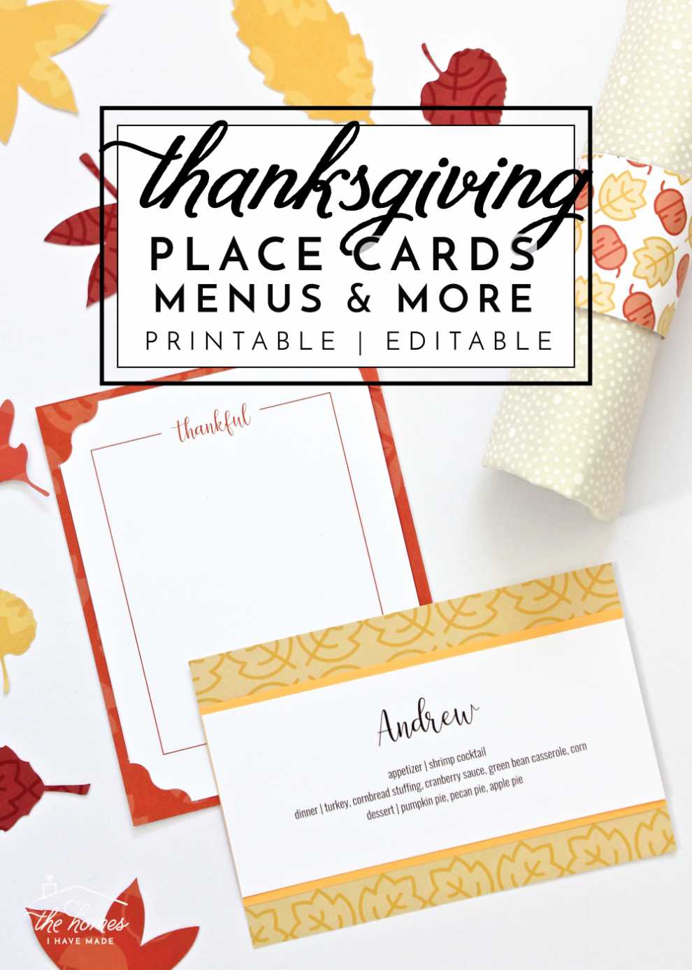 Thanksgiving Place Cards Template – Creative Inspirational Template ...