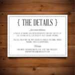 Printable Vintage Wedding Information Card Template – Dark Regarding Wedding Hotel Information Card Template