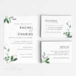 Printable Wedding Invitation Set – Modern Botanical Wedding With Wedding Card Size Template