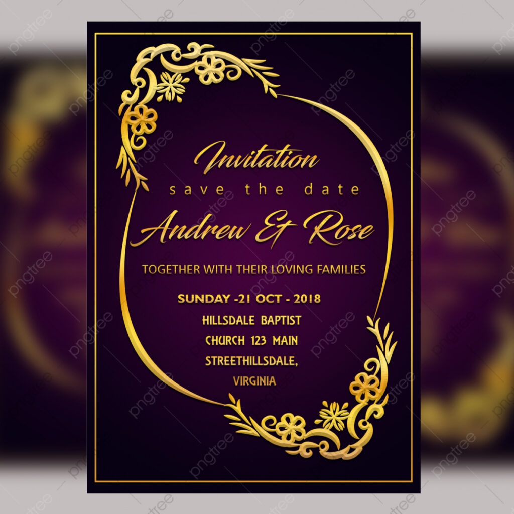 Purple Wedding Invitation Card Template Psd File With Vector in Sample Wedding Invitation Cards Templates