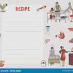 Recipe Card. Cookbook Page. Design Template With People Inside Restaurant Recipe Card Template