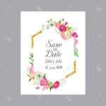 Save The Date Card Template With Gold Glitter Frame And Pink.. In Save The Date Cards Templates