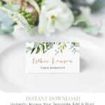 Self Editing Place Card Template, Printable Wedding Escort With Regard To Printable Escort Cards Template