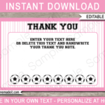 Soccer Party Thank You Cards Template – Pink In Soccer Thank You Card Template