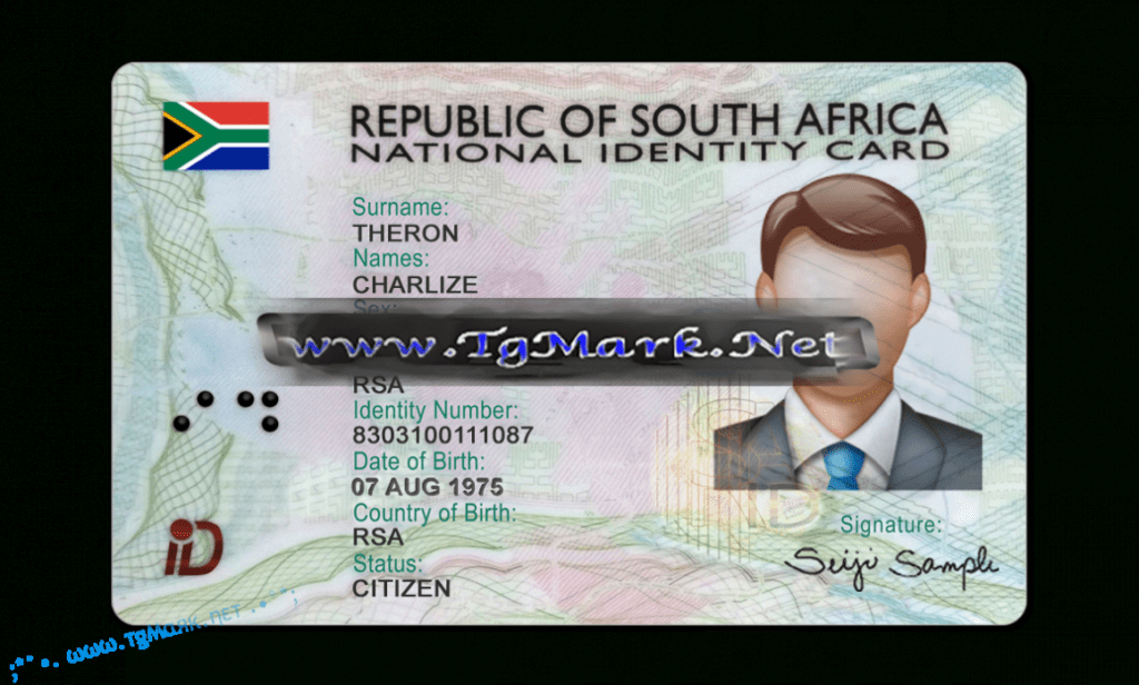 south africa id card psd template