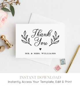 Thank You Card Template, Printable Rustic Wedding Thank inside Thank You Note Cards Template