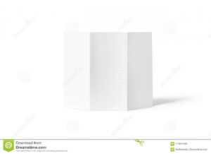 Tri-Fold Brochure Mock-Up. Blank Brochure White Template in Three Fold Card Template