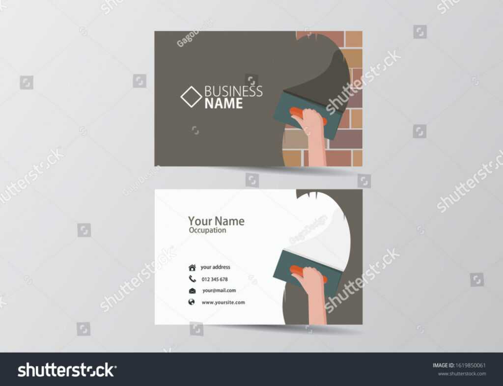 Trowel Plastering Modern Business Card Facade Stock Vector inside