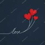 Valentine Card Template With Handwritten Word Love And Red Low Poly 3D  Flying Balloons On White String. 97929046 Intended For Valentine Card Template Word