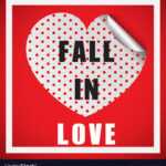 Valentine Card Template With Word Fall In Love Vector Image Pertaining To Valentine Card Template Word